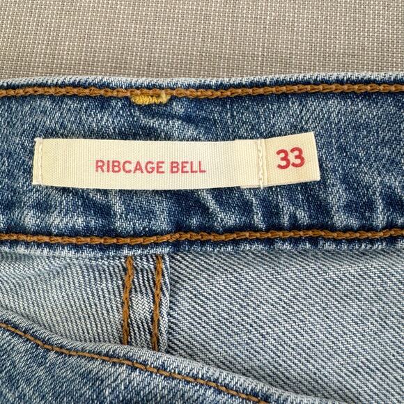 Levi's Ribcage Bell Jeans blown out knee Womens Size 33 - Picture 8 of 14